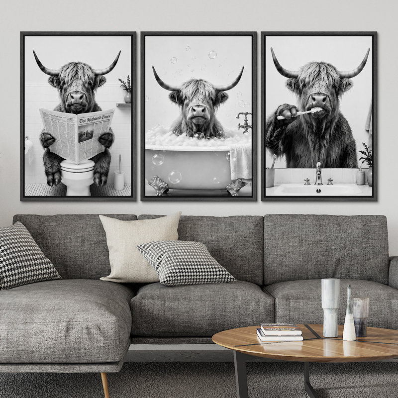Highland Cow, Black, 24" H x 16" W