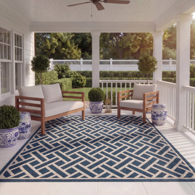 Tapis d'intérieur / extérieur turquoise de style sud-ouest Arneshia
