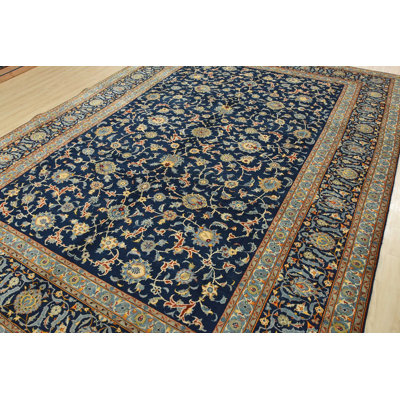 Tapis traditionnel rétro en laine noué à la main 9 pi 6 po x 13 pi 3 po