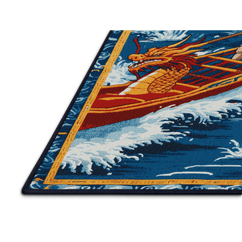  Washable Dragon Boat Racing Sports Area Rug, Tapis de couloir 2 pi x 4 pi