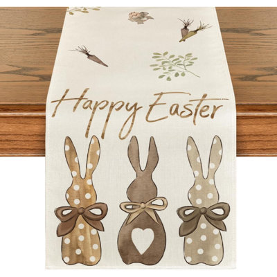 Carottes, lapin, lapin, Joyeuses Pâques, chemin de table, décoration de table de salle à manger de vacances saisonnière pour la décoration intérieure et extérieure