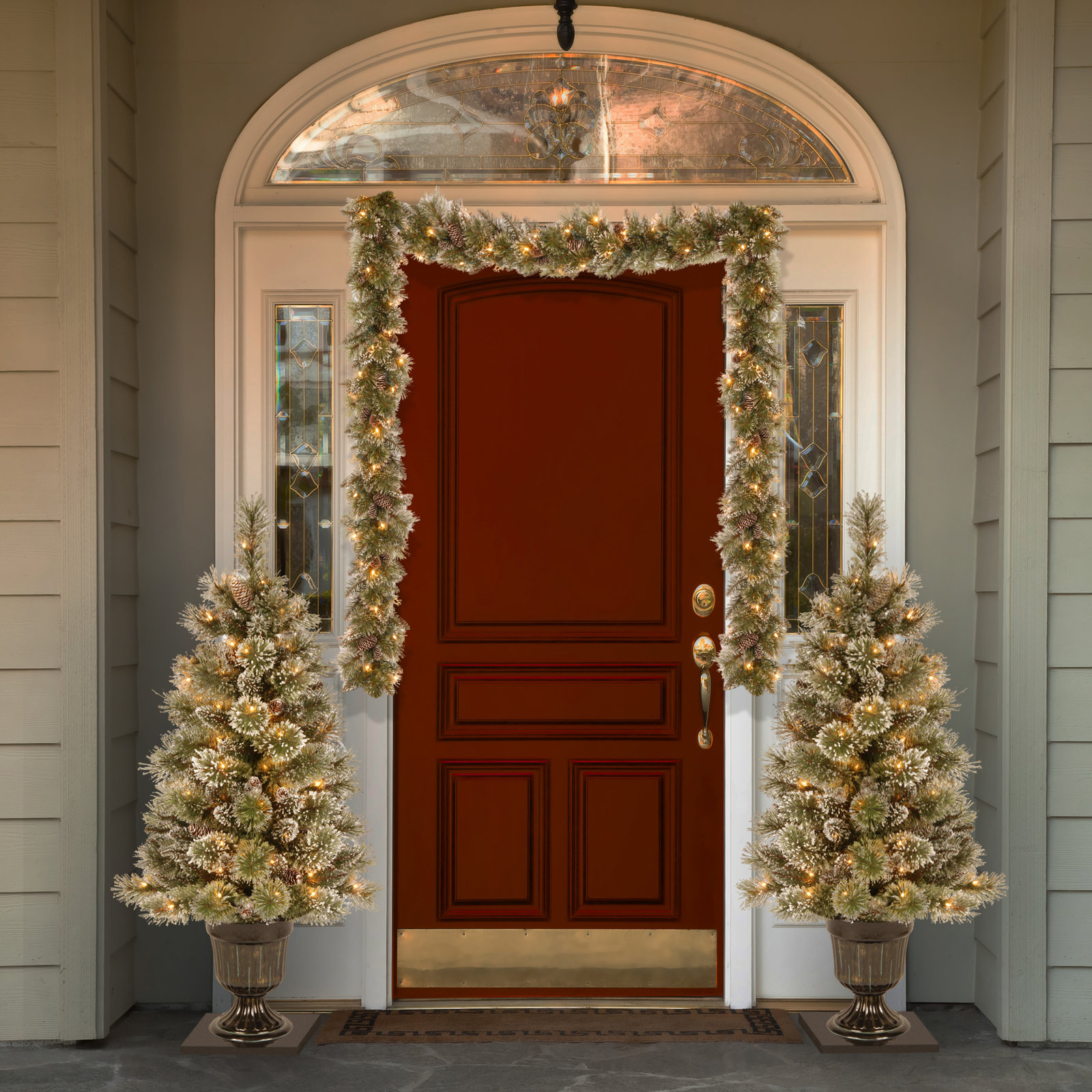 The Holiday Aisle® 9ft. Glittery Bristle Pine Garland with Clear Lights
