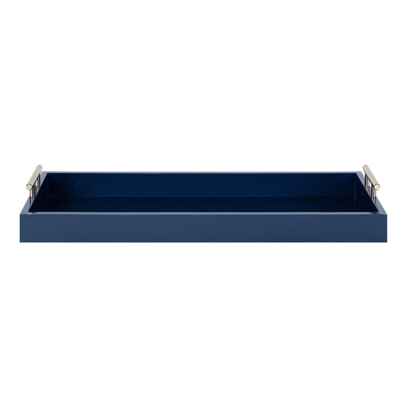 Norvan 24'' W Rectangular Decorative Tray , Navy Blue/Silver