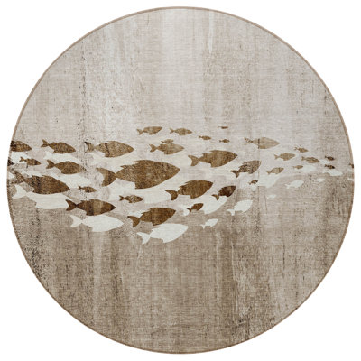 HomeRoots Round Machine Woven Area Rug