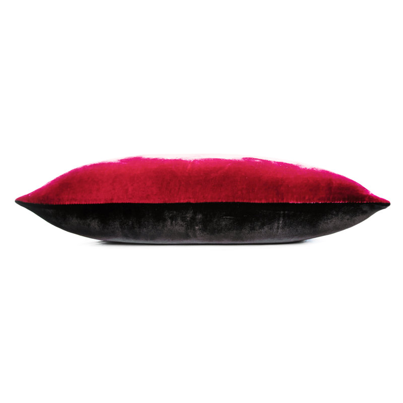 Two Tone Ombre Square Velvet Pillow Cover & Insert, 22" x 22", Wildberry/Mango