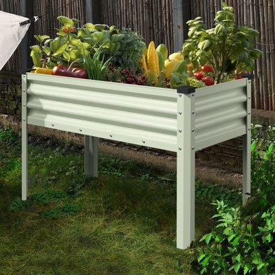 Jardinière surélevée en acier galvanisé avec doublure en tissu et trous de drainage