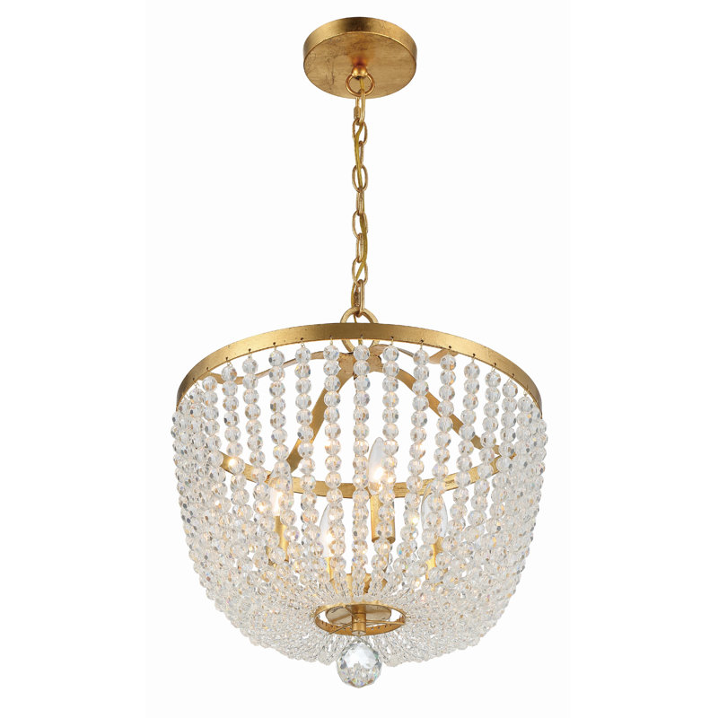 Conway Wrought Iron 4-Light Chandelier, Or antique