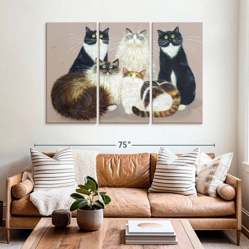 Brampt Five Cat Gang, 42" H x 65" W
