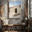 Canvas A Minimalist Architectural Scene Featuring A Series Of Geometric Beige Wall Art Structures Under A Clear Blue Sky The Focal Canvas Wall Art-401016530