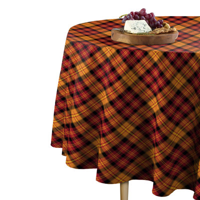 Singkil Fall Harvest Plaid Round Tablecloth