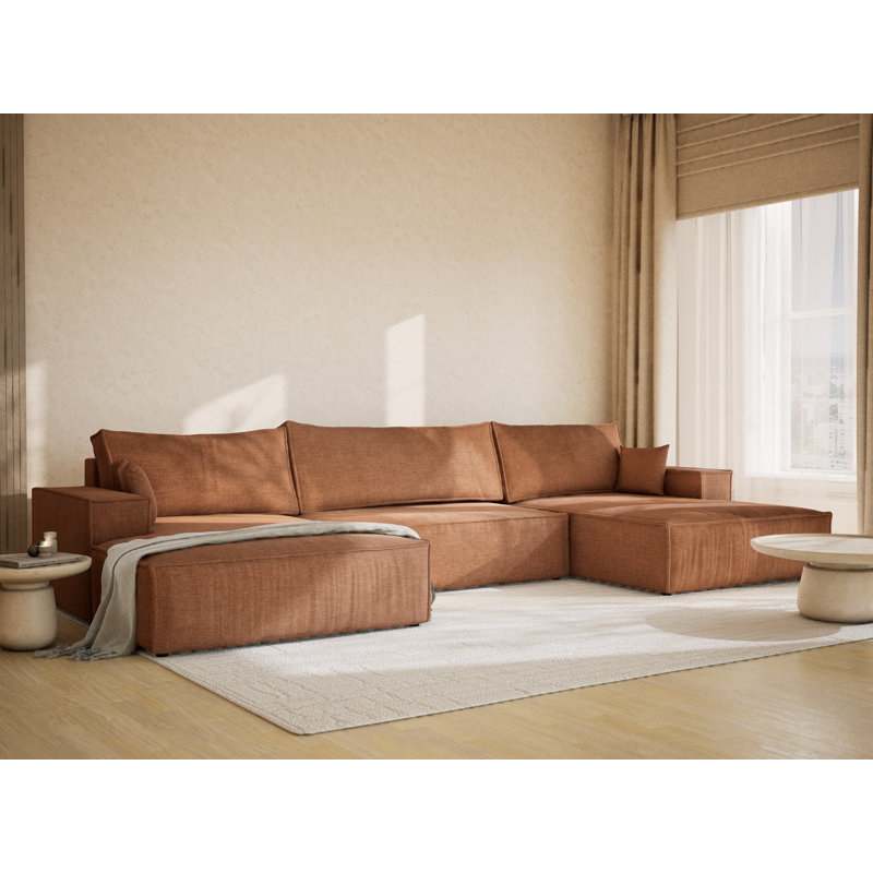 6 Seater Reclining Corner Sofa , Light Brown