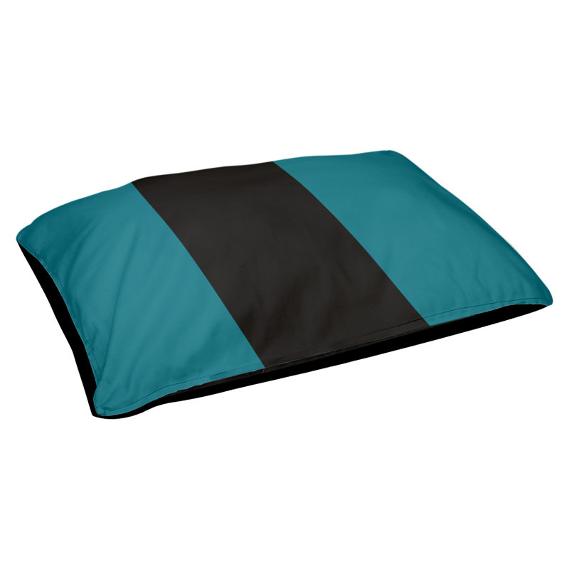 Coussin rectangulaire designer Atlanta, Moyen (L 30 po x l 40 po), Bleu sarcelle profond / noir