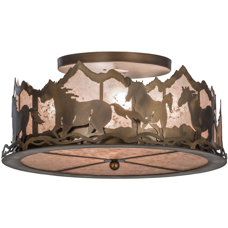 Rustic Lodge 4 - Light Semi Flush Mount