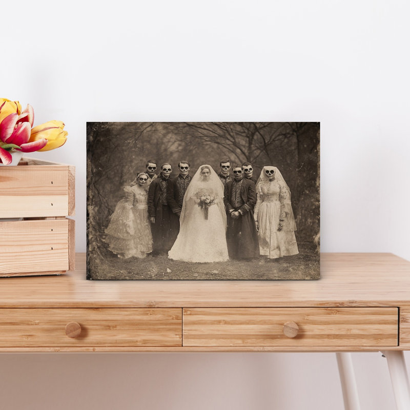" Skeleton Wedding Party Gothic Vintage Abstract Forest Landscape Wall Art Print " Print, H 12 po x l 18 po