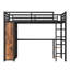  Structure de lit mezzanine en métal pour grand lit avec garde-robe intégrée, bureau et tablettes de rangement, conception peu encombrante, bois-1937939051