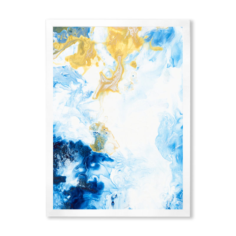 «Blue and White», peinture sur toile, H 20 po x l 12 po, Cadre photo blanc
