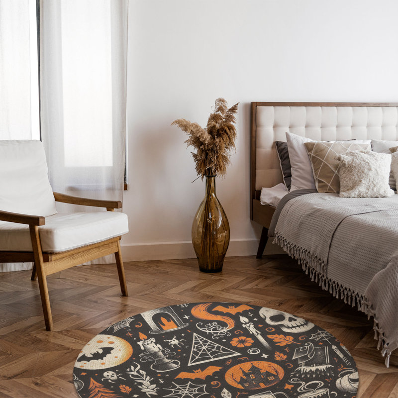 Tapis tressé Minimal Haunts, Rond 5 pi