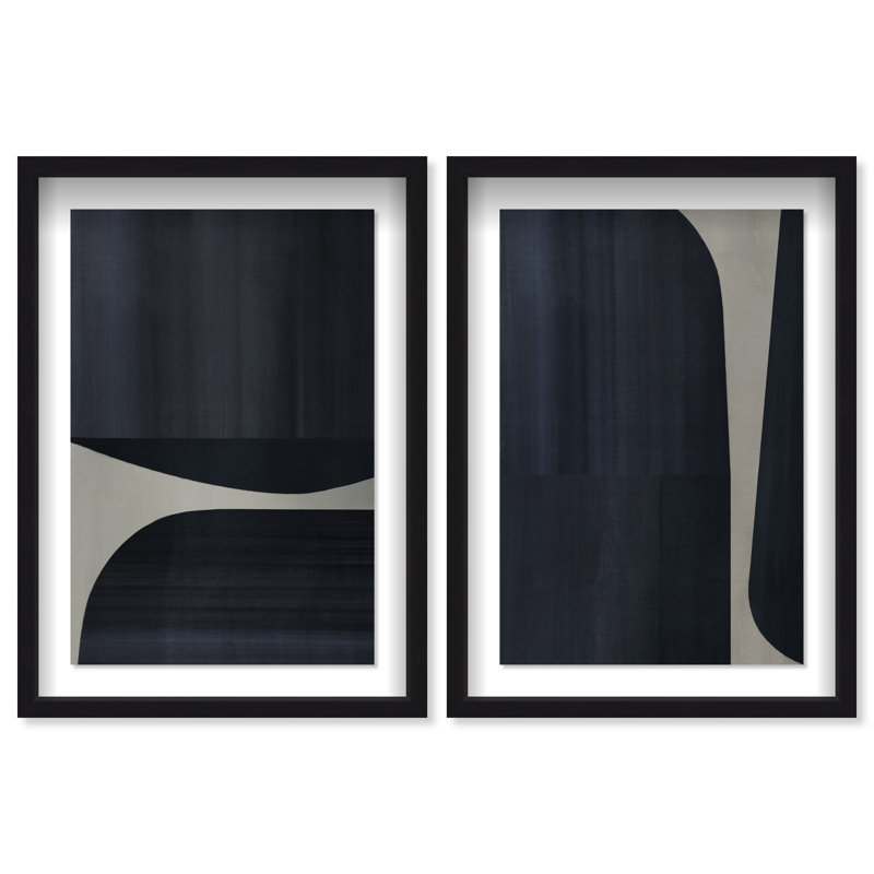 Ensemble de 2 impressions abstraites sous cadre Shadowbox « Teintures indigo » d'Oliver Gal, 16.5"H x 11.5"W Set of 2