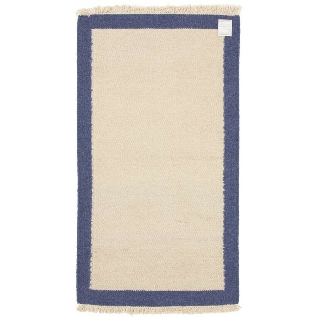 Handgefertigter Kelim-Teppich  India aus Wolle in Beige/Blau