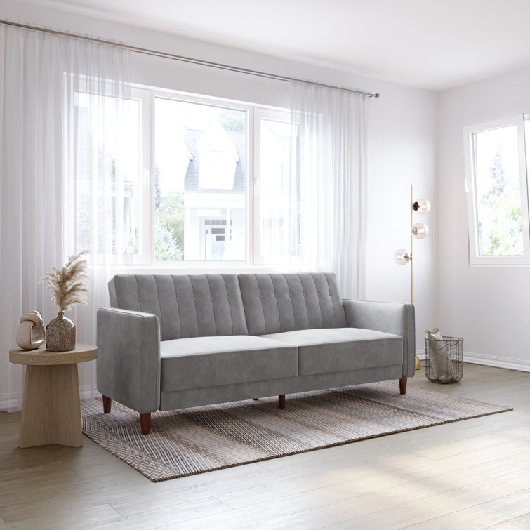 Perdue 81.5" Velvet Square Arm Convertible Sofa