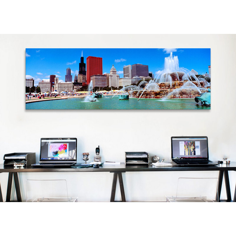 «SummerCricago, Illinois, USA» par Panoramic Images, reproduction de photo panoramique sur toile, Wrapped Canvas