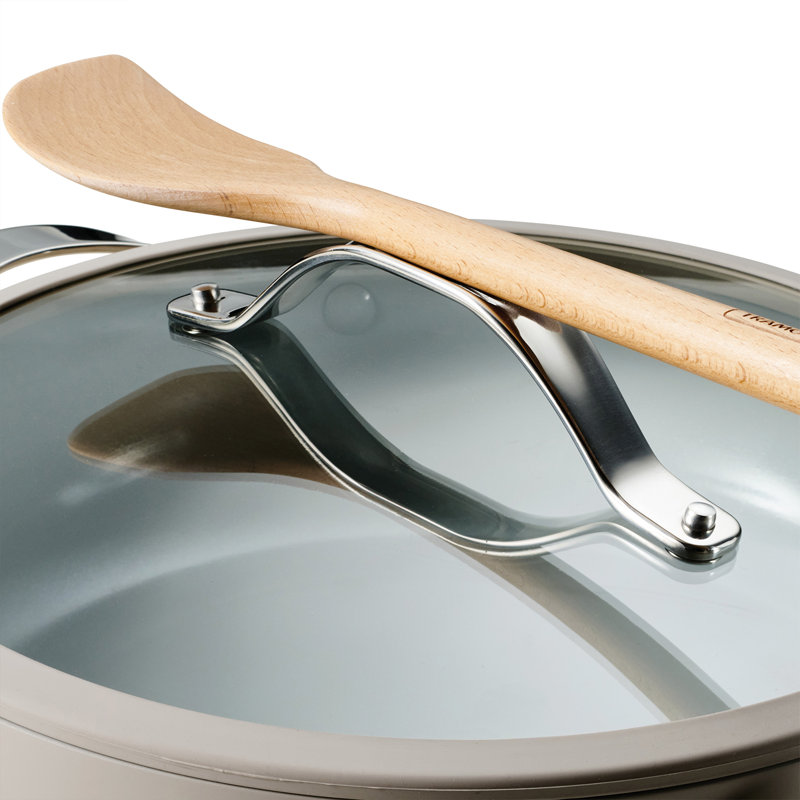 Aluminum Non-Stick Frying Pan Set, Beige