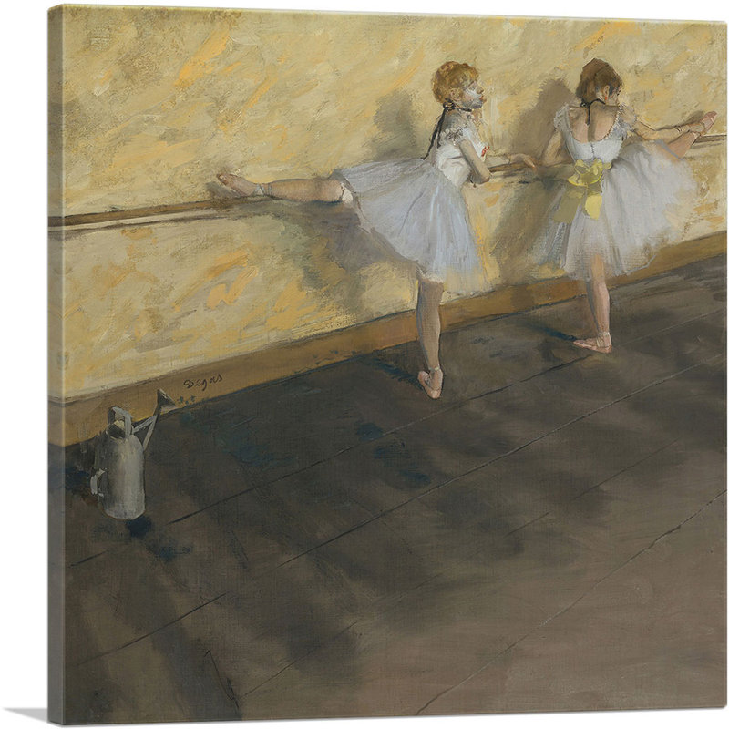 «Dancers pratiques à la barre 1877» par Edgar Degas - peinture sur toile tendue, H 36 po x l 36 po x P 0,75 po