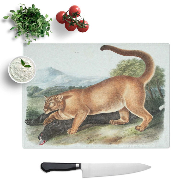 Tempered Glass Cougar Chopping Board, 28.5 cm W x 20 cm L
