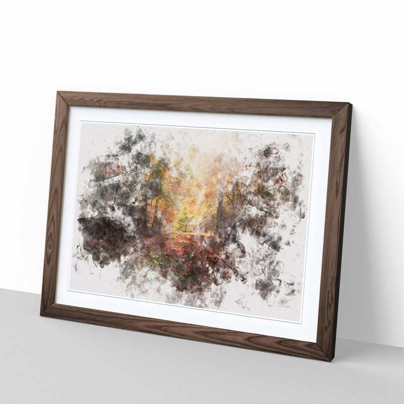 Sunlight Through the Trees Watercolour - Picture Frame Graphic Art Print, 36cm H x 48cm W x 2cm D, Walnut Framed