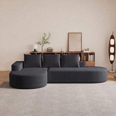 Modern Curved Sofa ,Chenille Upholstered Sectional Sofa Couch Set,Modular 108.5" L Shaped Sectional Living Room Sofa Set With 3 Pillows,Free Combination Sofa Couch For Living Room,Bedroom