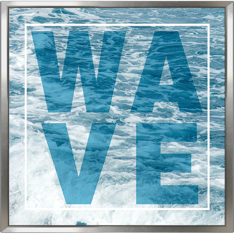 «Wave», art textuel, H 21,5 po x l 21,5 po x P 2 po, Cadre flottant argent
