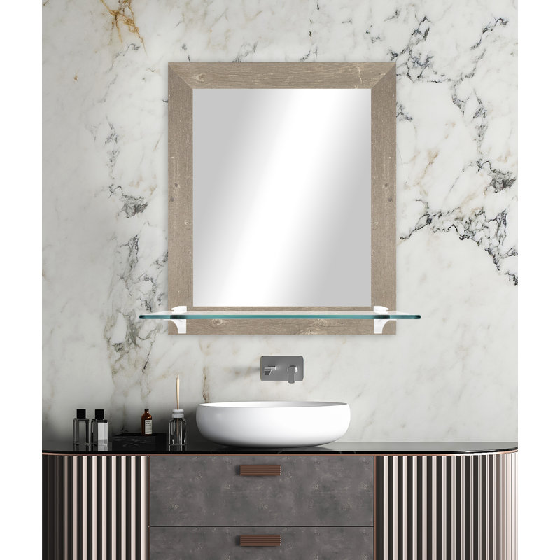 Beigenwald Flat Wall Mirror, Harvest Brown/White Bracket