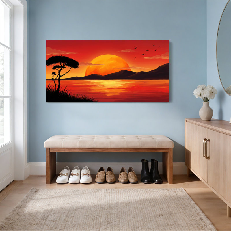 Coucher de soleil sur toile tendue, reproduction d'art sur toile, ensemble de 1, H 28 po x l 58 po