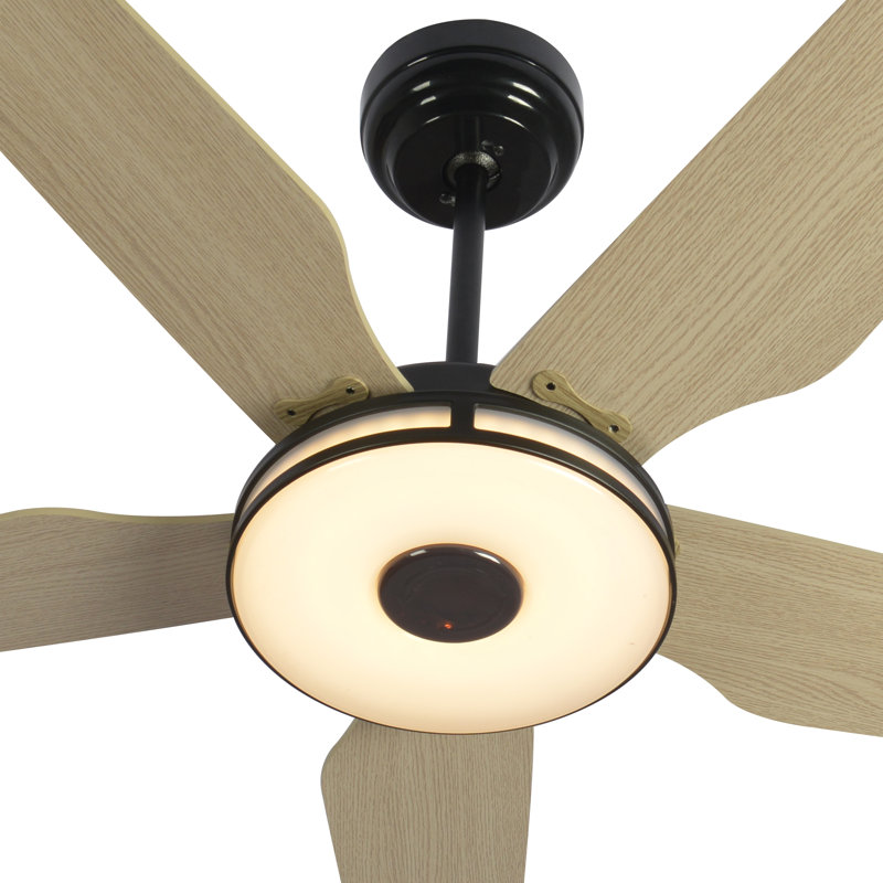 Ventilateur de plafond standard à DEL à 5 pales Ahriya avec télécommande et ensemble d'éclairage inclus, Gris / Blanc, 56"