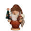 Natural Wood Finish Santa with Tree and Doll Incense Burner