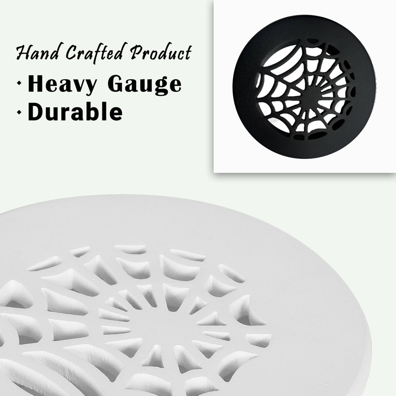 Évent d'aération rond 6 po Spooky Gothic (taille de la façade totale: 7 1/2 po), Plancher sans trous de vis