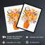 Bright Autumnal Flower Bouquet Vase Wall Art Print