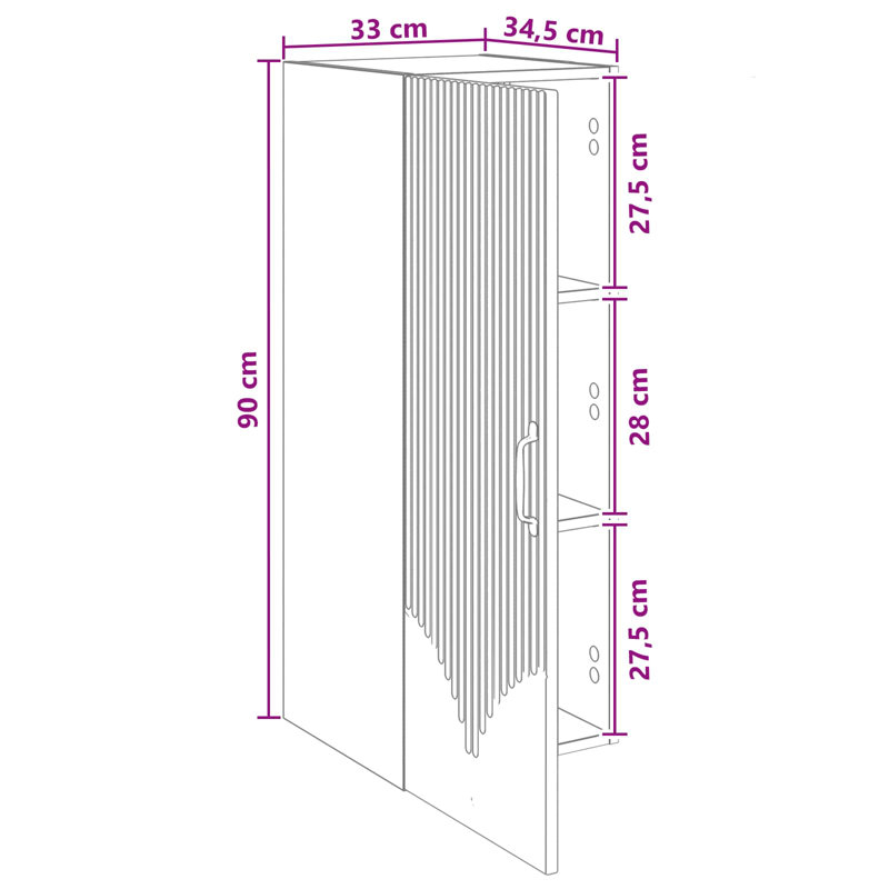 Metal Rectangle Accent Cabinet, 90 cm H x 33 cm L x 34.5 cm D