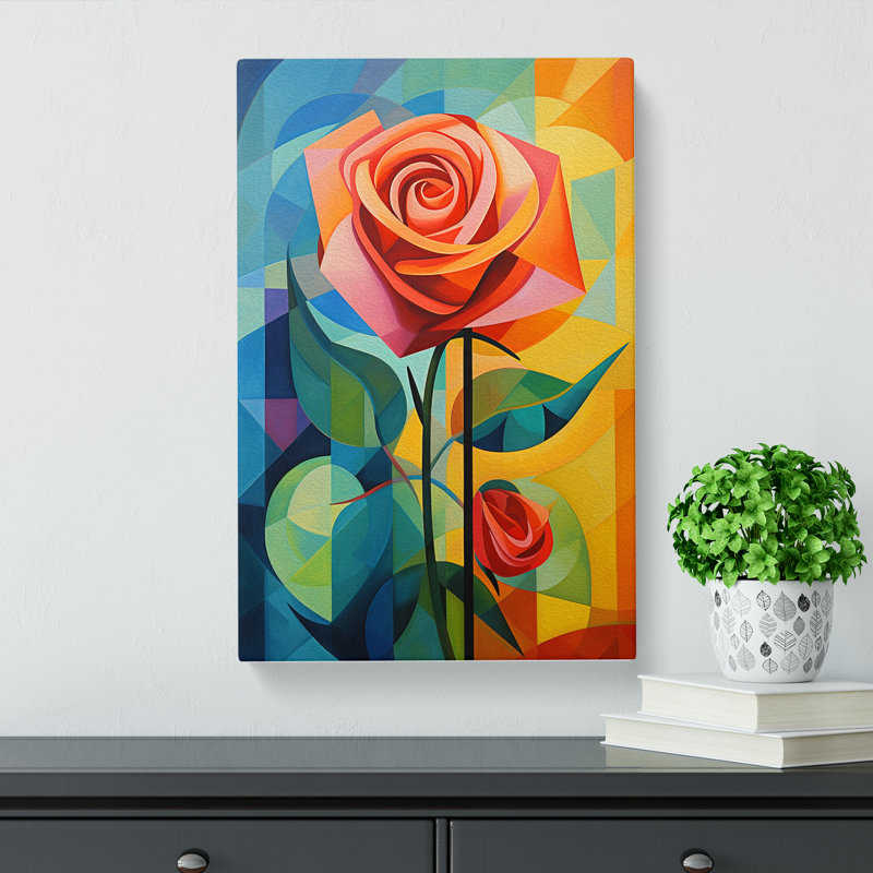Rose Cubism - Print, 50cm H x 35cm W x 3cm D