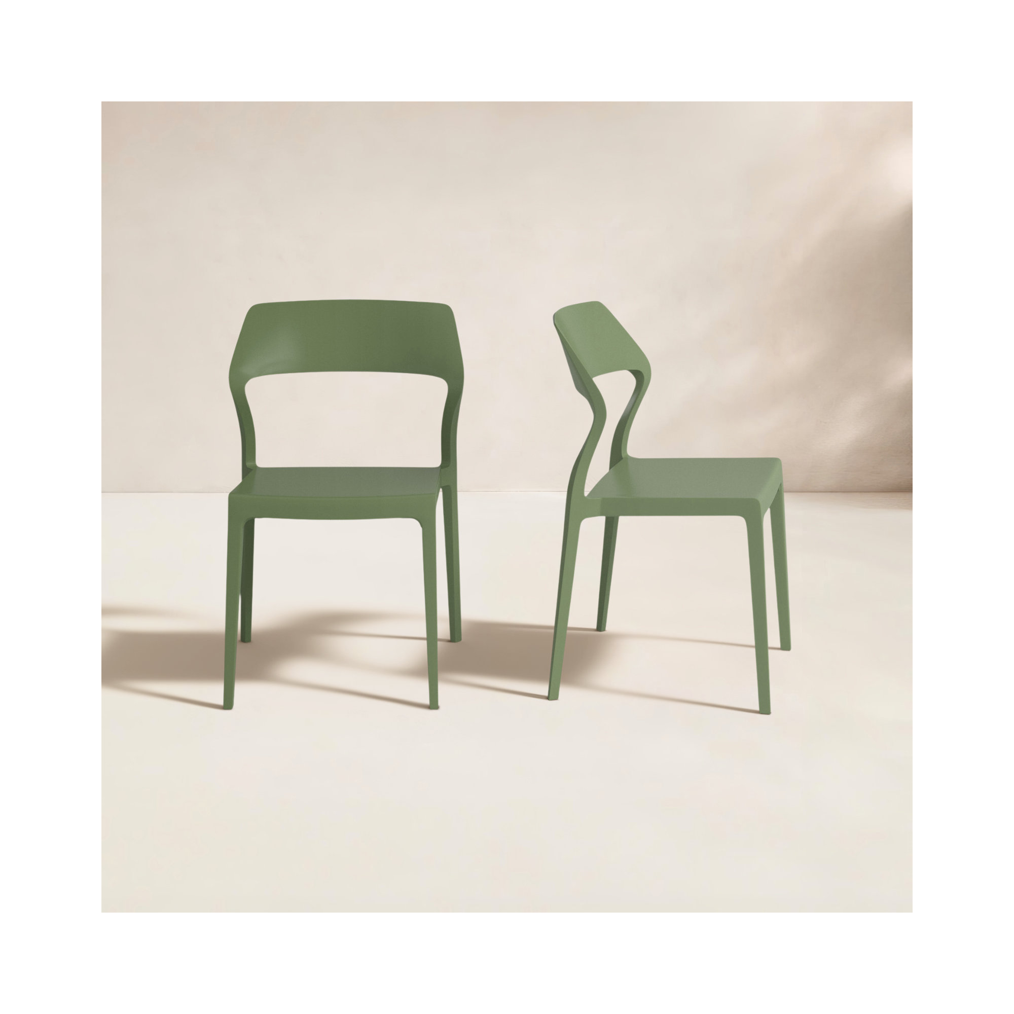 Farrah Stacking Patio Dining Side Chair, Olive Green