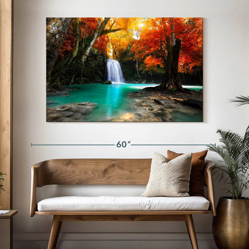 Cascade de la forêt d'automne d'Alvord, H 34 po x l 51 po