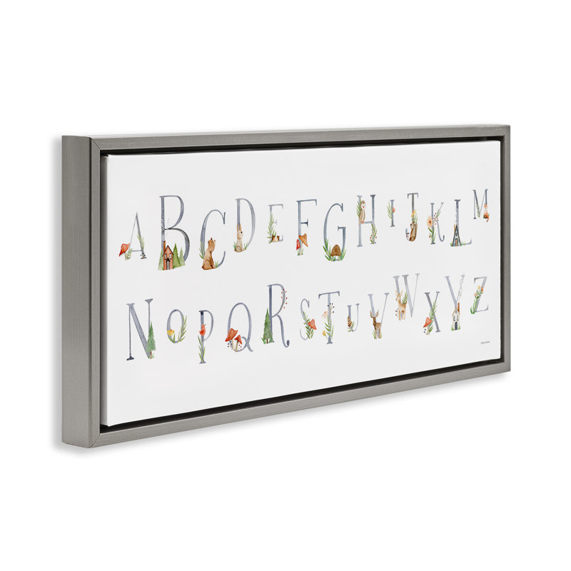 «Country Cottage Alphabet», art mural encadré flottant par Rachel Nieman, Cadre flottant gris lustré, H 11 po x l 25 po