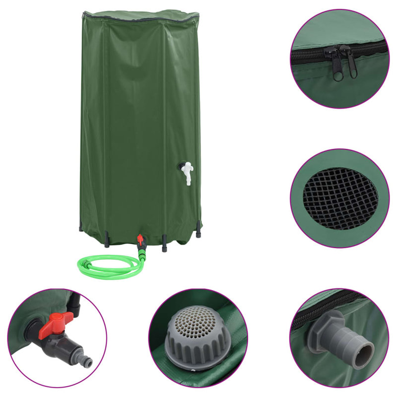 Dakota Fields Plastic Rain Barrel, 100 L, Green