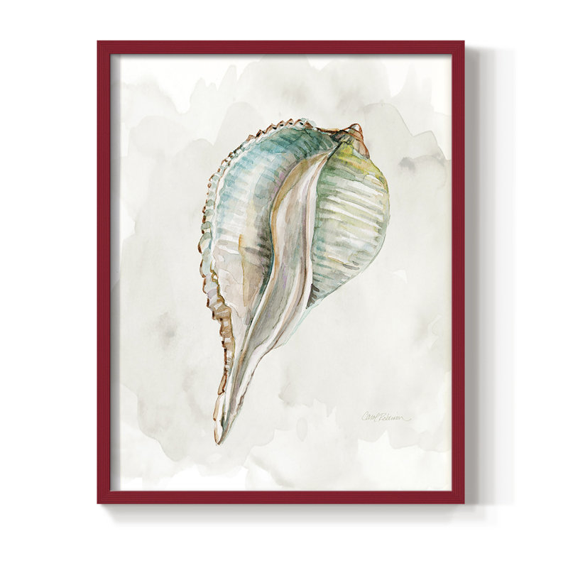 «Pastel Shell I», reproduction encadrée - bois massif, H 10 po x l 8 po, Rouge