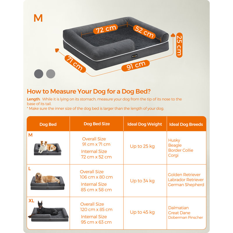 Polyester Pet Bed, 20cm H x 91cm W x 71cm D, Dark Grey