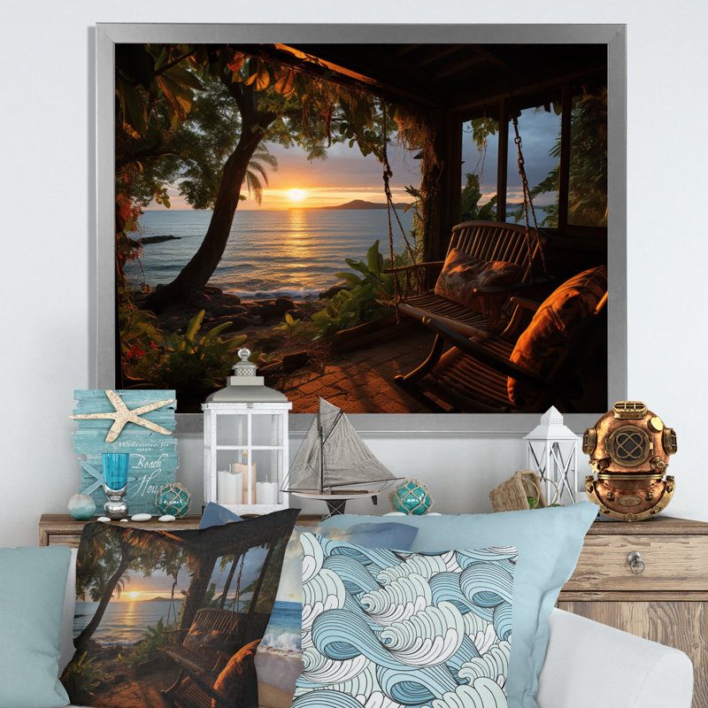 «Alisse Beach Tropical Vibes», impression sur toile, H 24 po x l 32 po x P 1 po, Cadre simple argenté