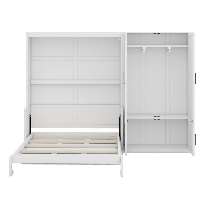 Lit escamotable mural avec garde-robe encastré Wallington, Blanc