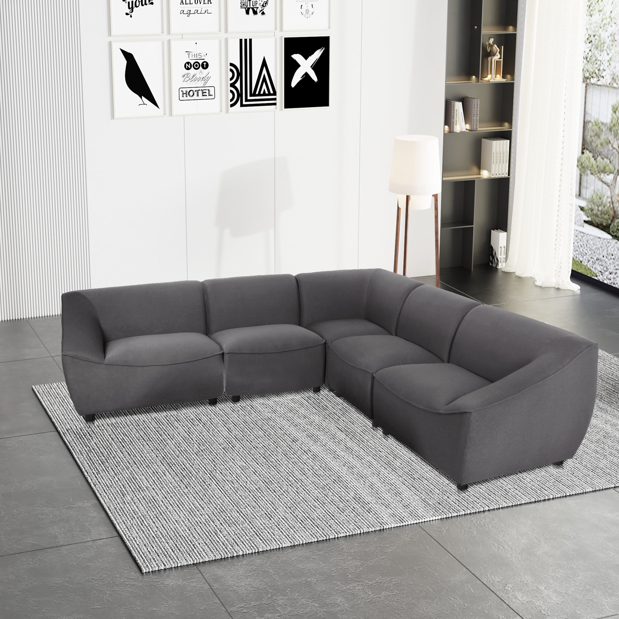 AllModern Lizzy 6 - Piece Upholstered Sectional - Wayfair Canada