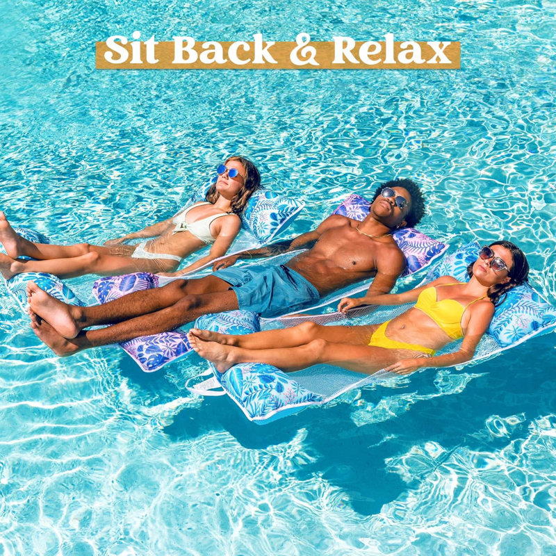 Ensemble de 3 chaises longues gonflables pour hamac flottant pour piscine