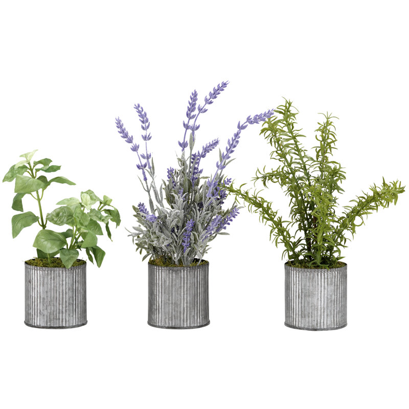 Faux Plant in Metal Planter